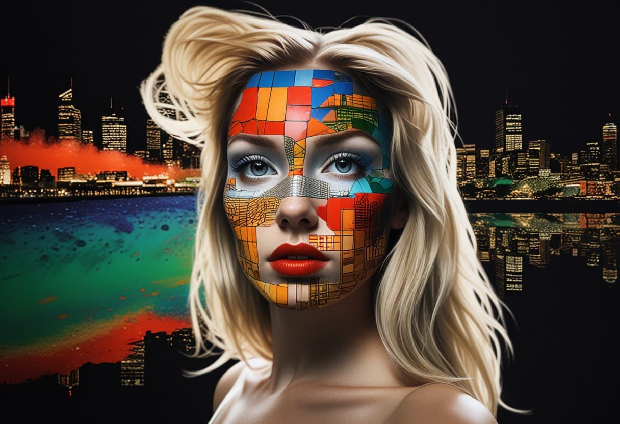 Hamlet's Ophelia: Mondrian-Inspired Beach Scene