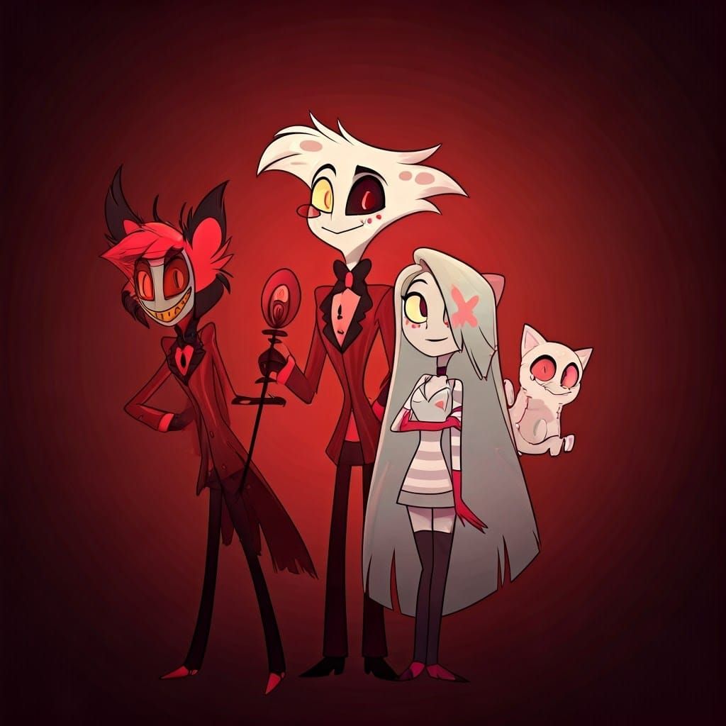 Hazbin Hotel Cartoon Character Group Portrait