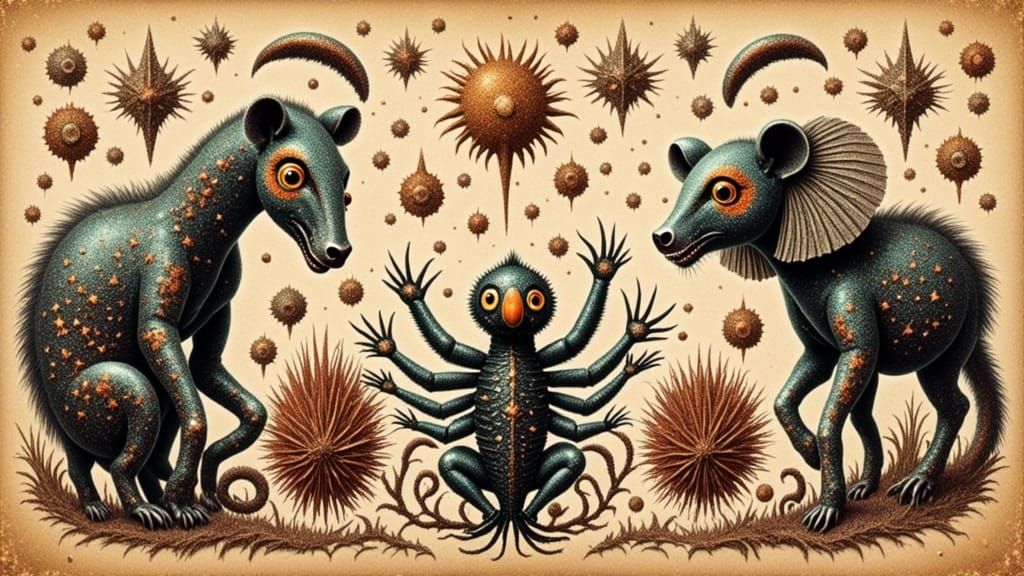 Mythical Creature Composites in Medieval Style