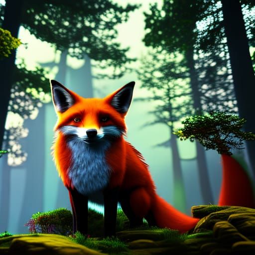 Fantastical Fox in Forest Concept Art