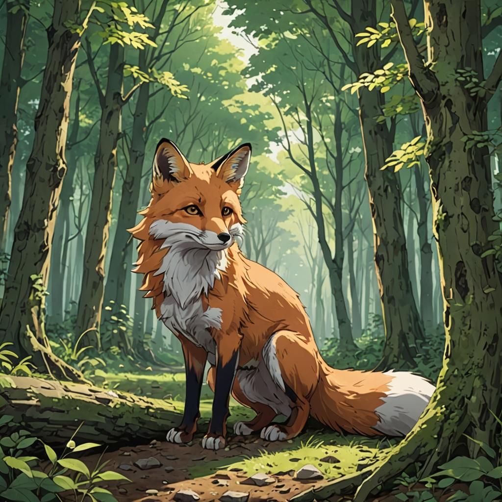 Fox in Woods: Anime Key Visual Style