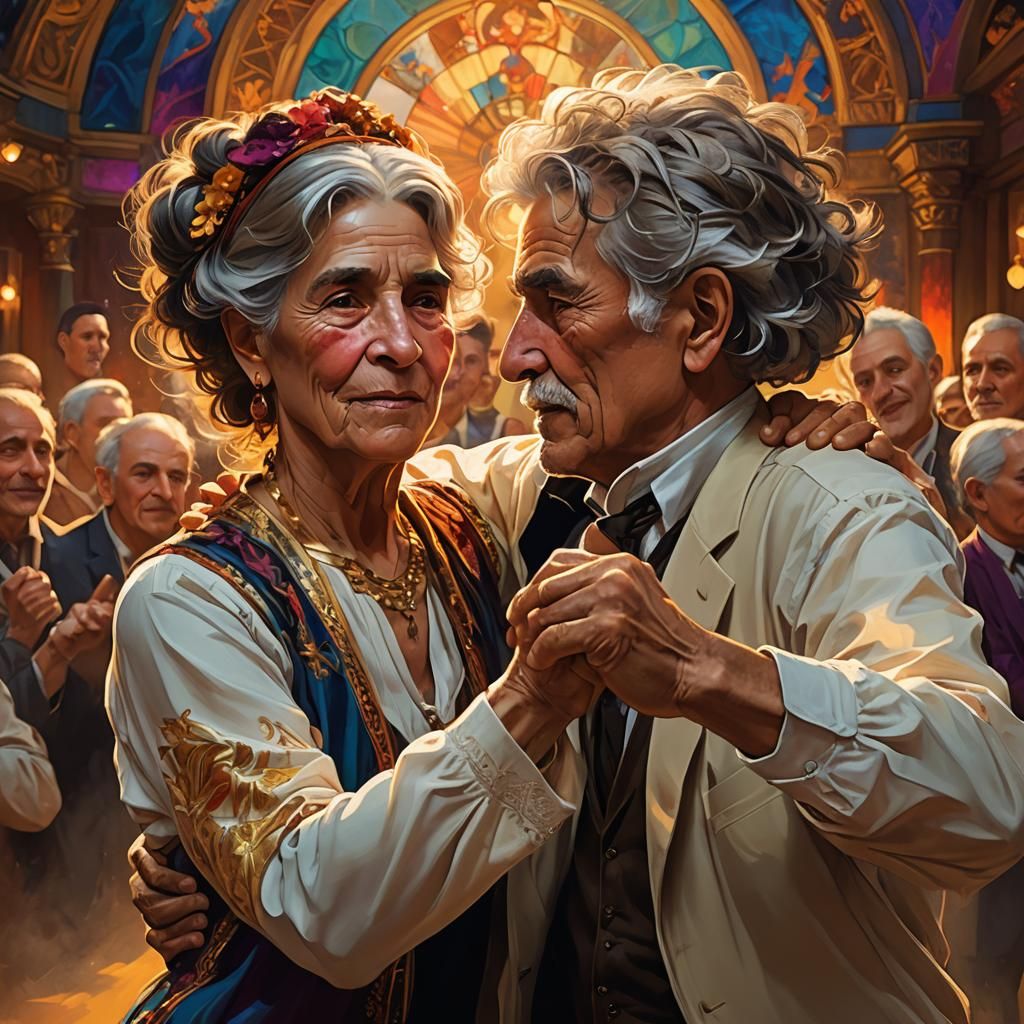 Argentine Seniors Dance Portrait in Triadic Colors