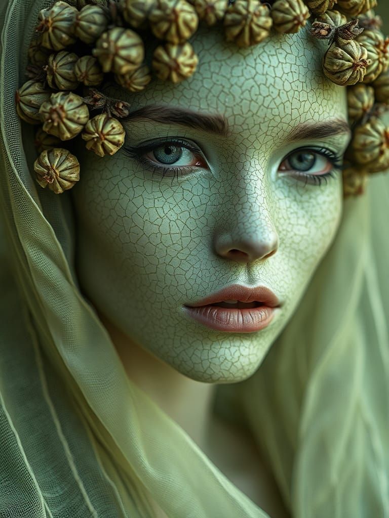 Ethereal Figures with Synthetic Skin in Dreamlike Scene