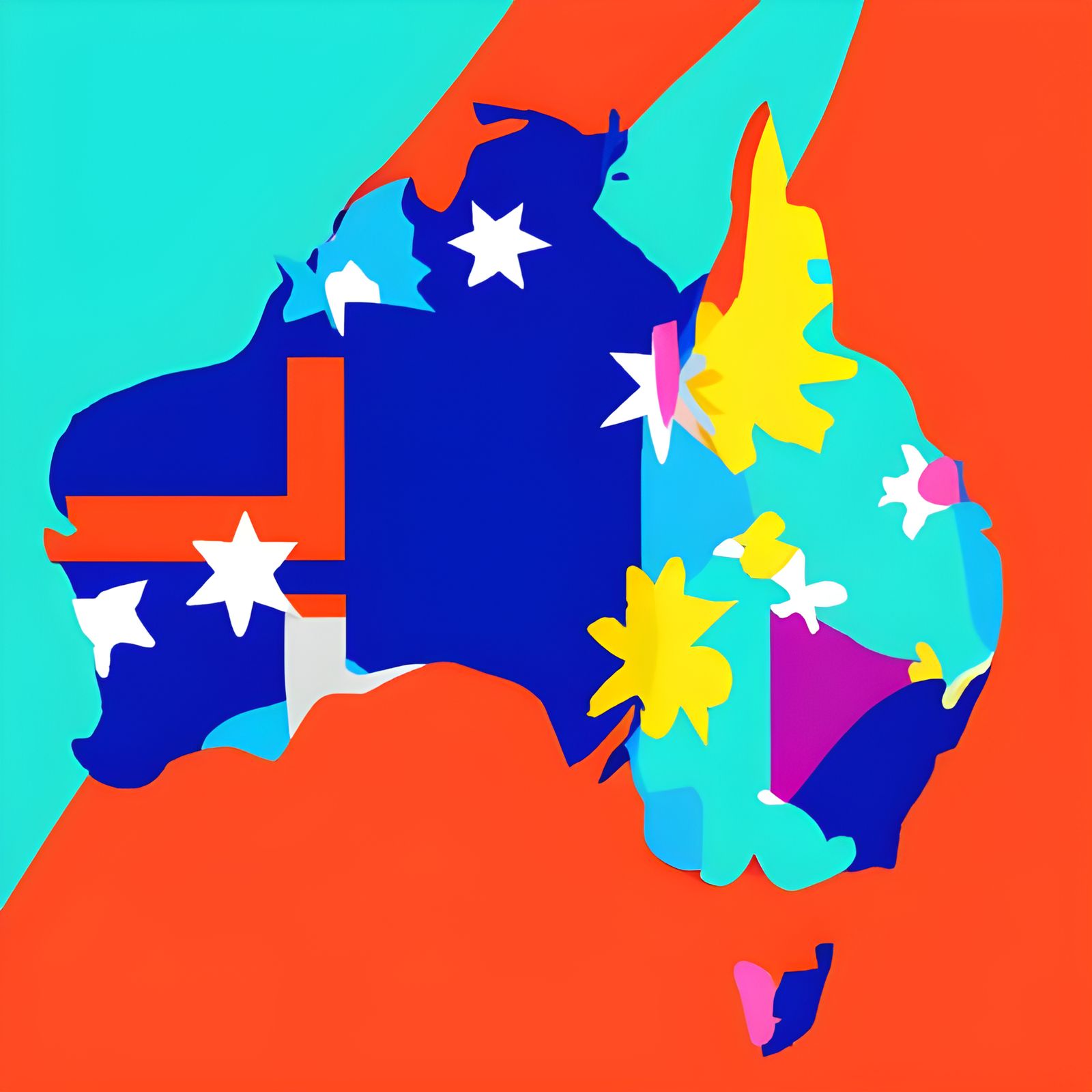 Australia Map in Pop Art Style