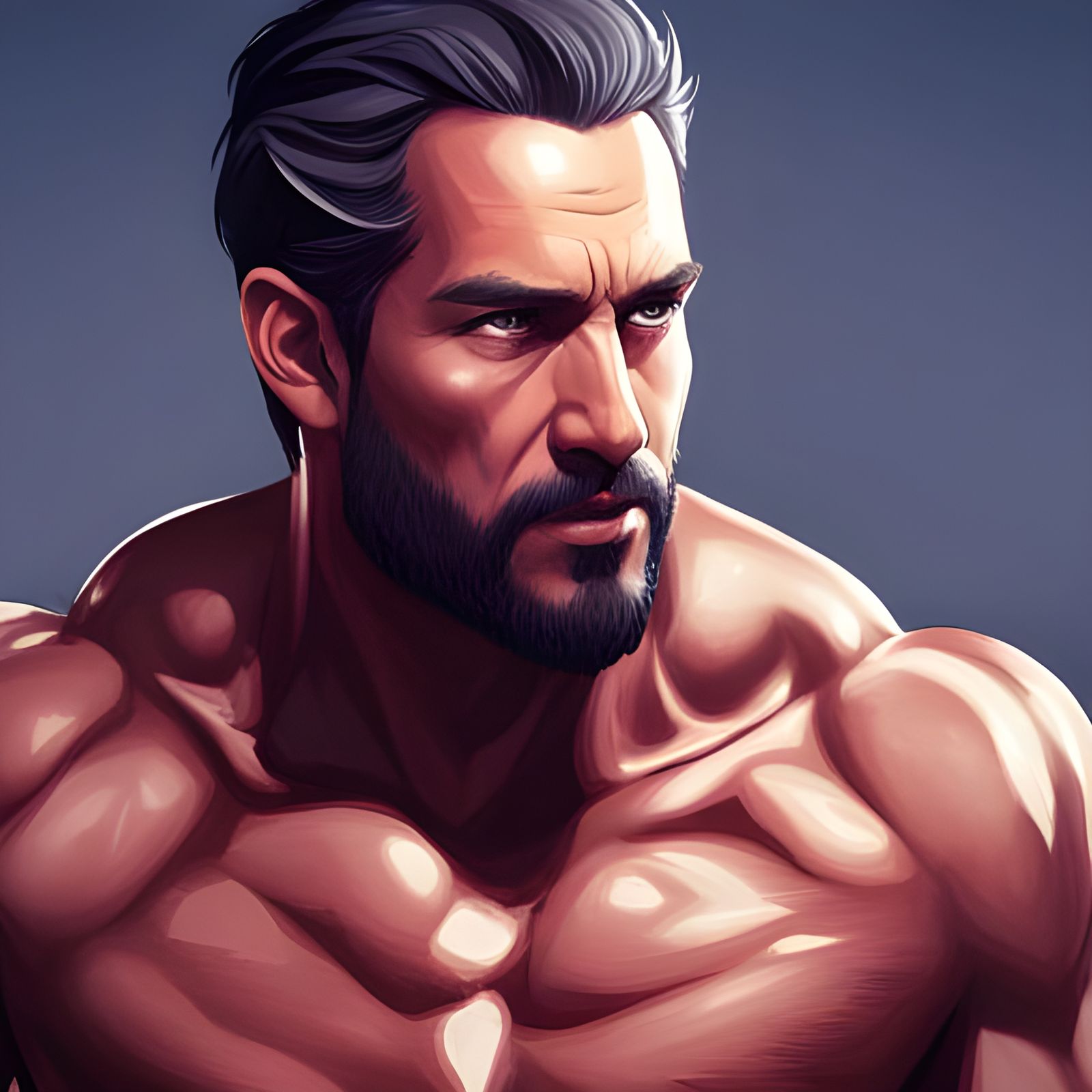 Hyperdetailed Portrait of a Shirtless Man