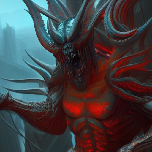 Detailed Demon Figure in Fantasy Concept Art
