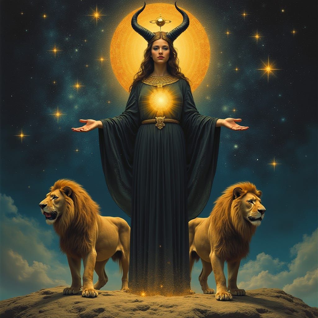 Inanna: Goddess of Venus in Surreal Cosmic Art