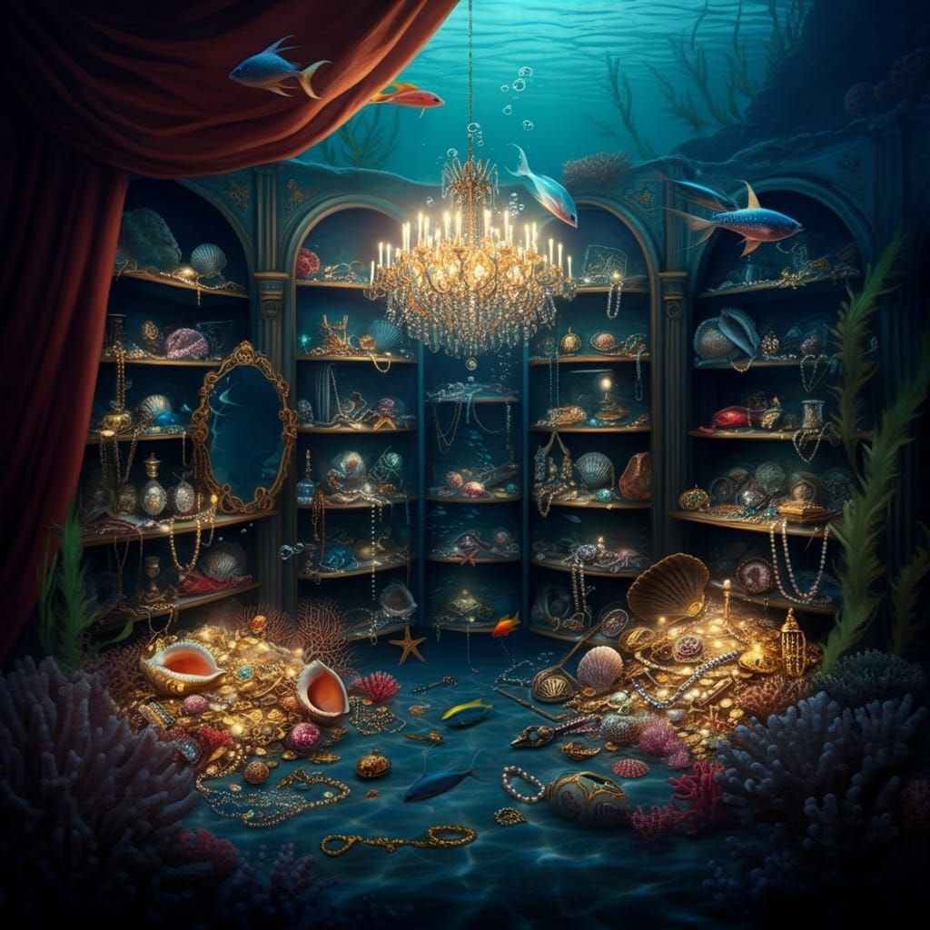 Underwater Treasure Trove: A Luxurious Fantasy Scene