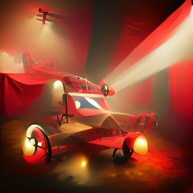 Red Baron Digital Illustration with Volumetric Lighting