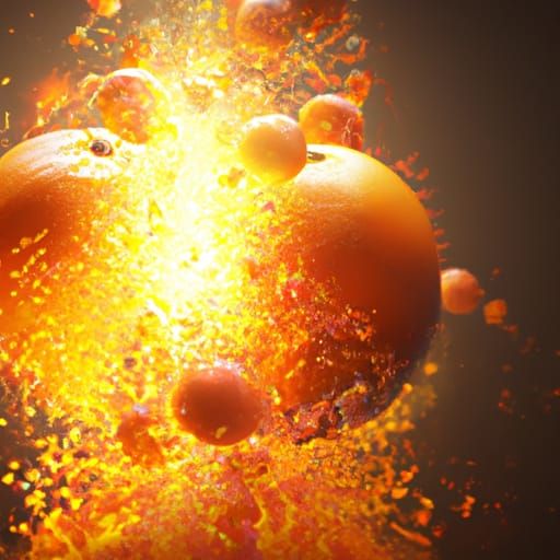 Exploding Orange Fruit in Digital Matte Painting