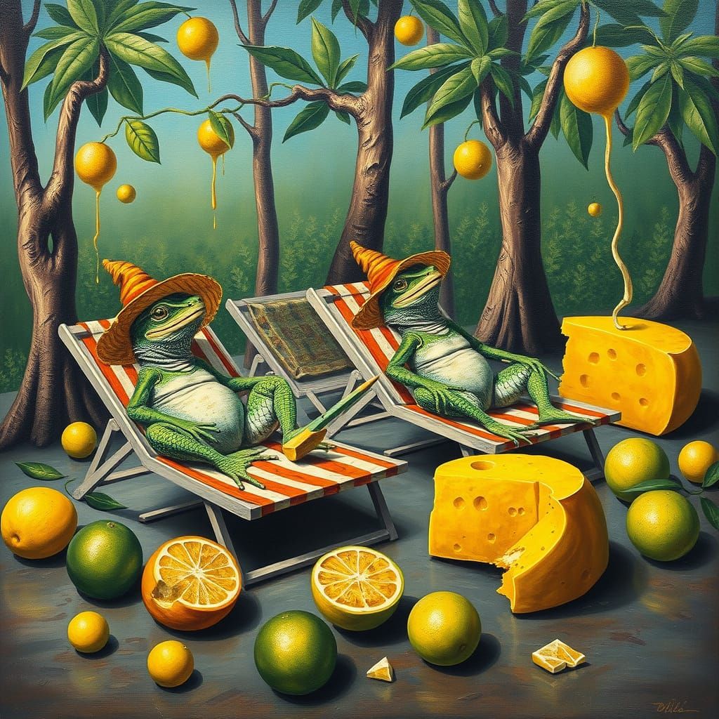 Lizards in Hats: A Surreal Dreamscape