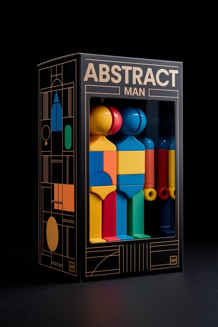 Abstract Man in Vibrant Plastic Box