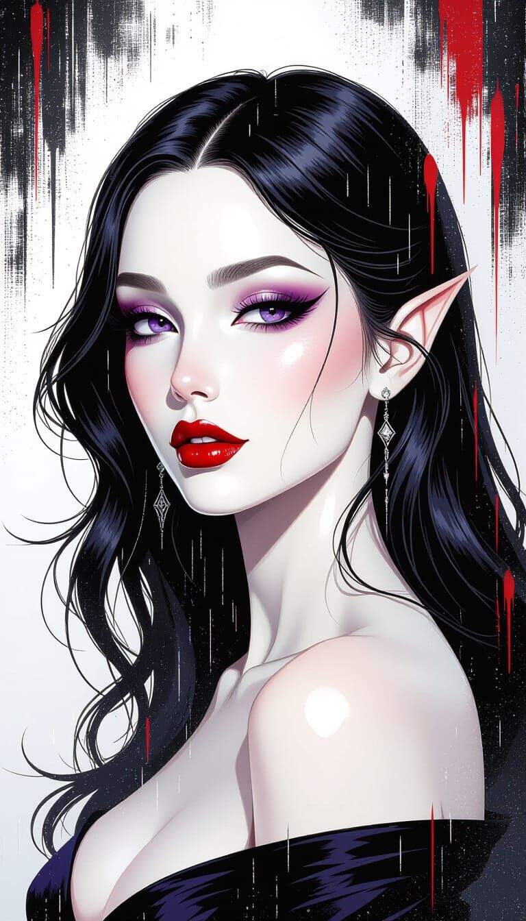 Abstract Alabaster Demon with Matrix Rain