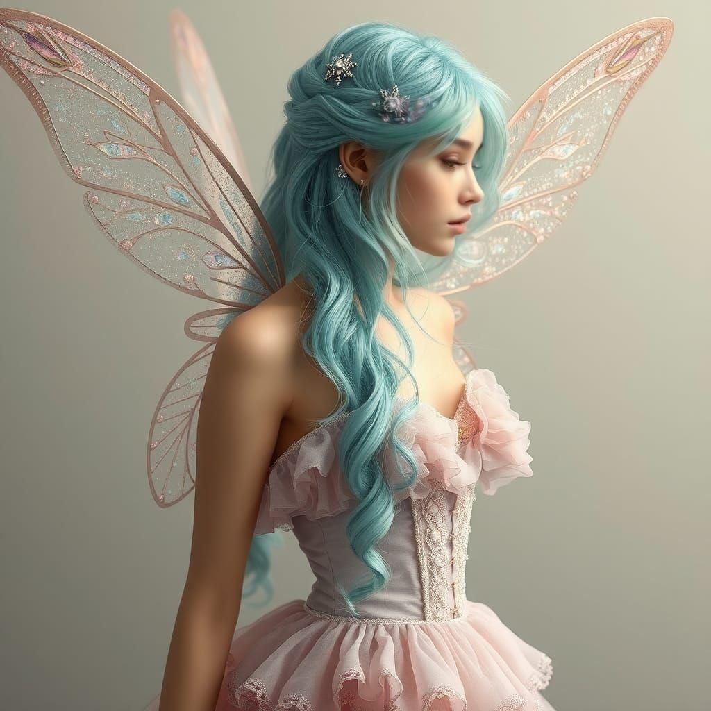 Pale Fairy Portrait in Art Nouveau Style