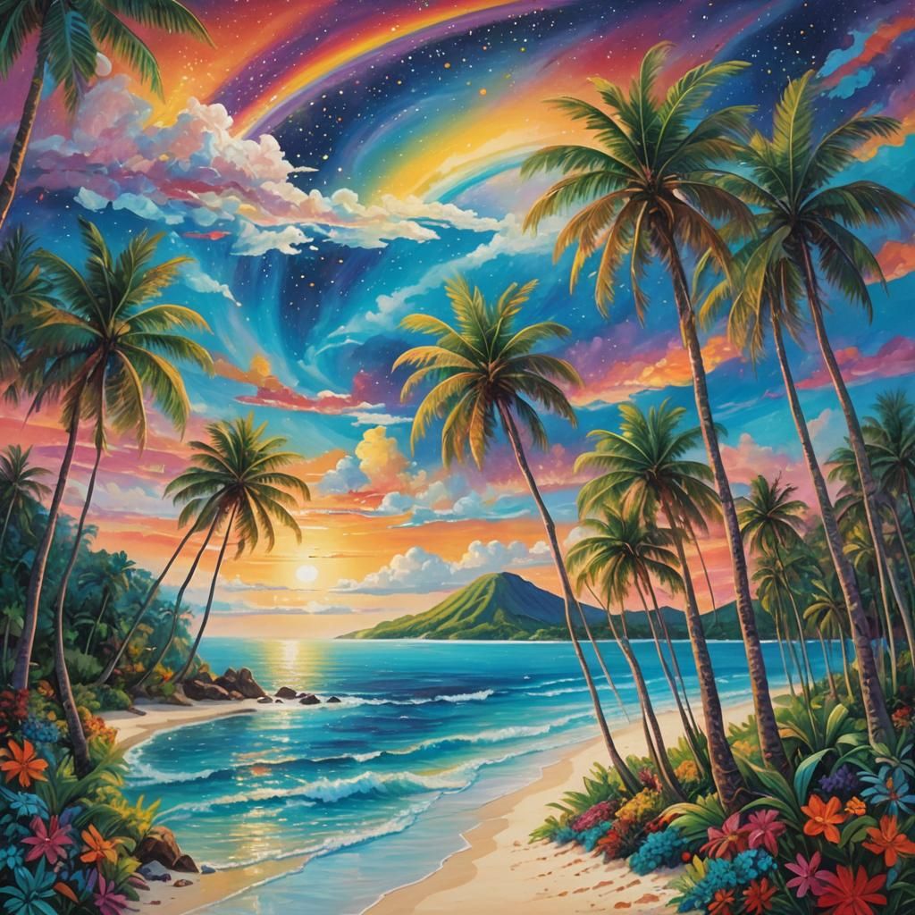 Rainbow Island Paradise with Cosmic Energy