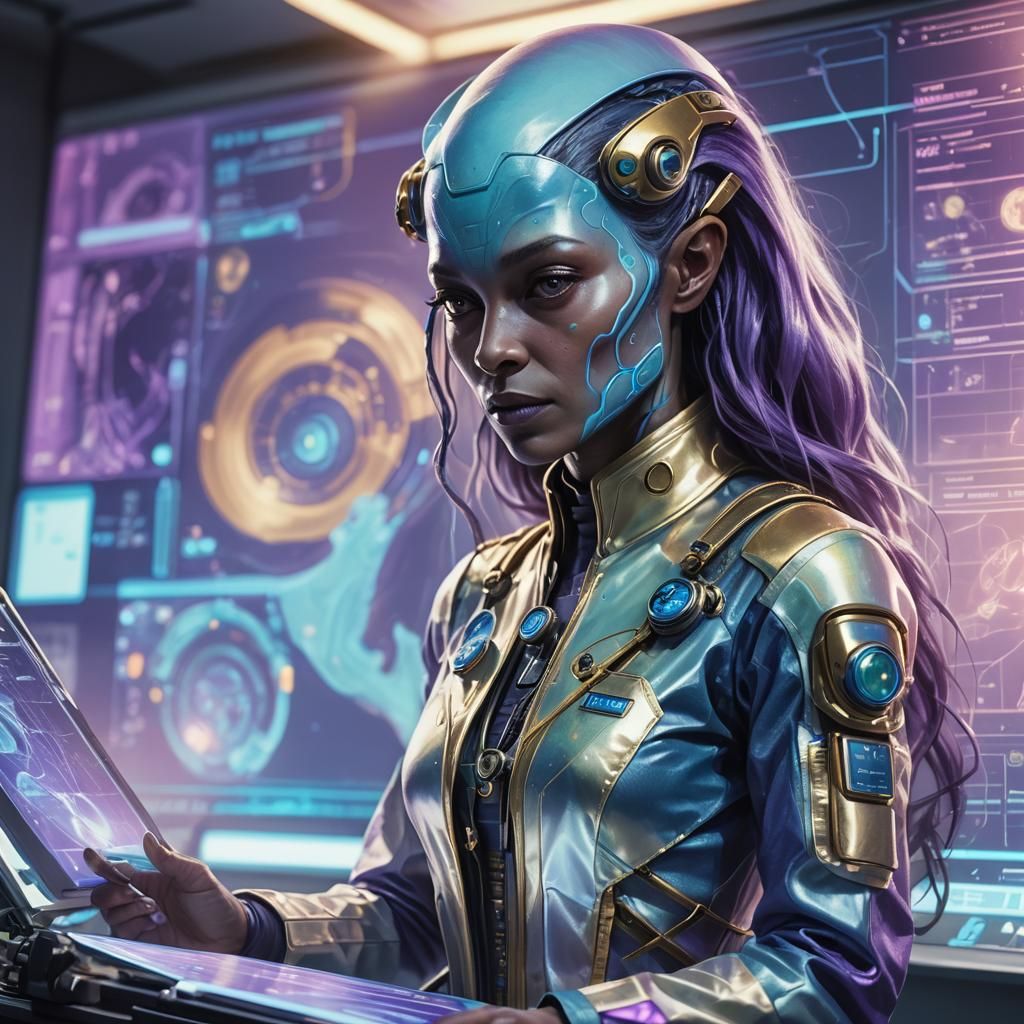 Alien Doctor Portrait in Ethereal Sci-Fi Style