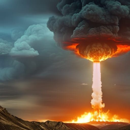Dramatic Nuclear Explosion Digital Matte Painting