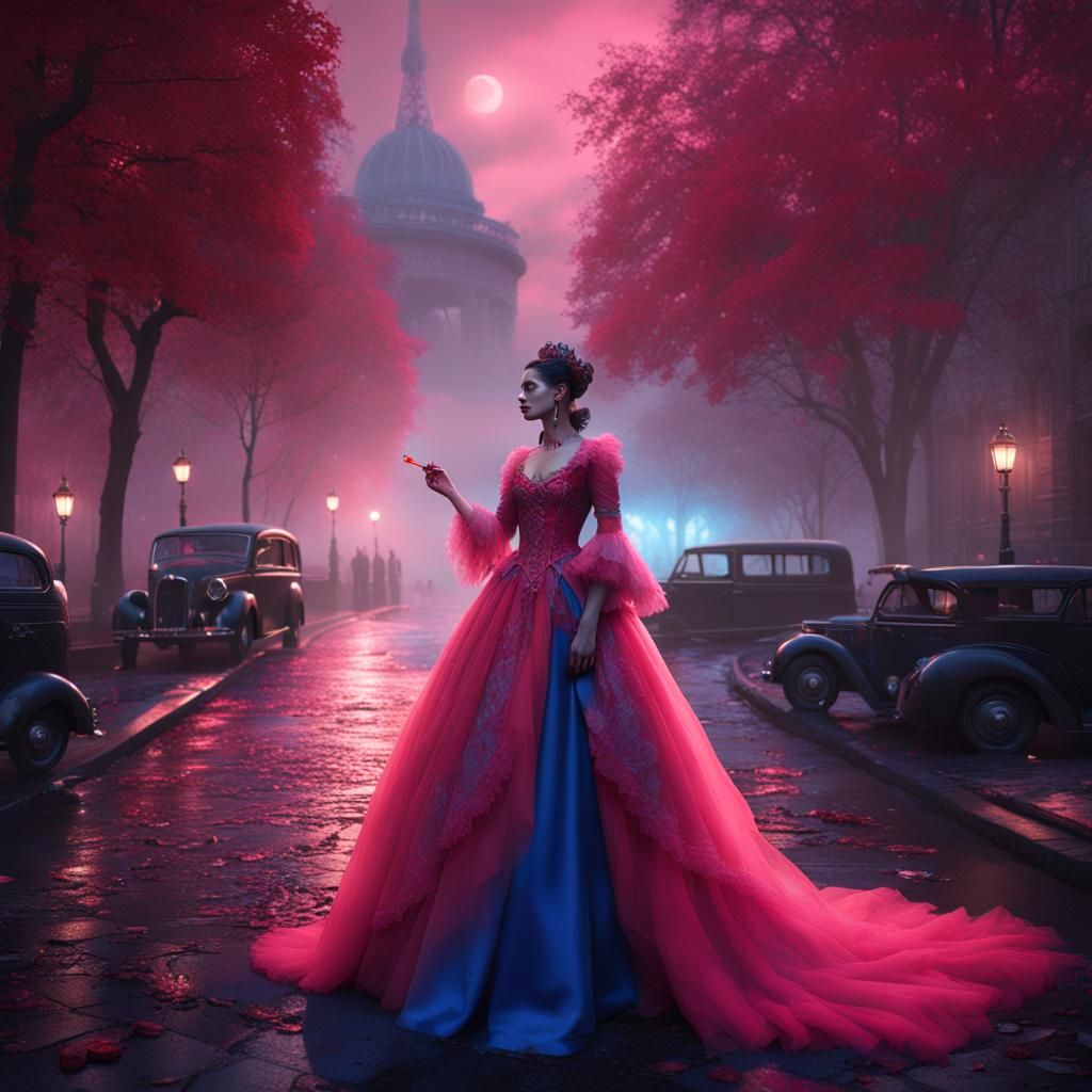 Vampire Women in Paris: Detailed Digital Painting
