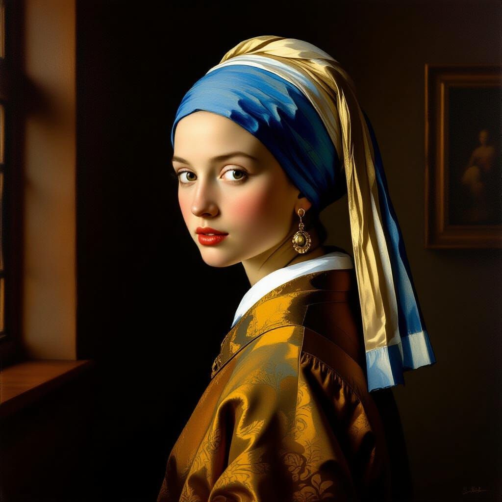 Girl with a Pearl Earring in Vermeer Style