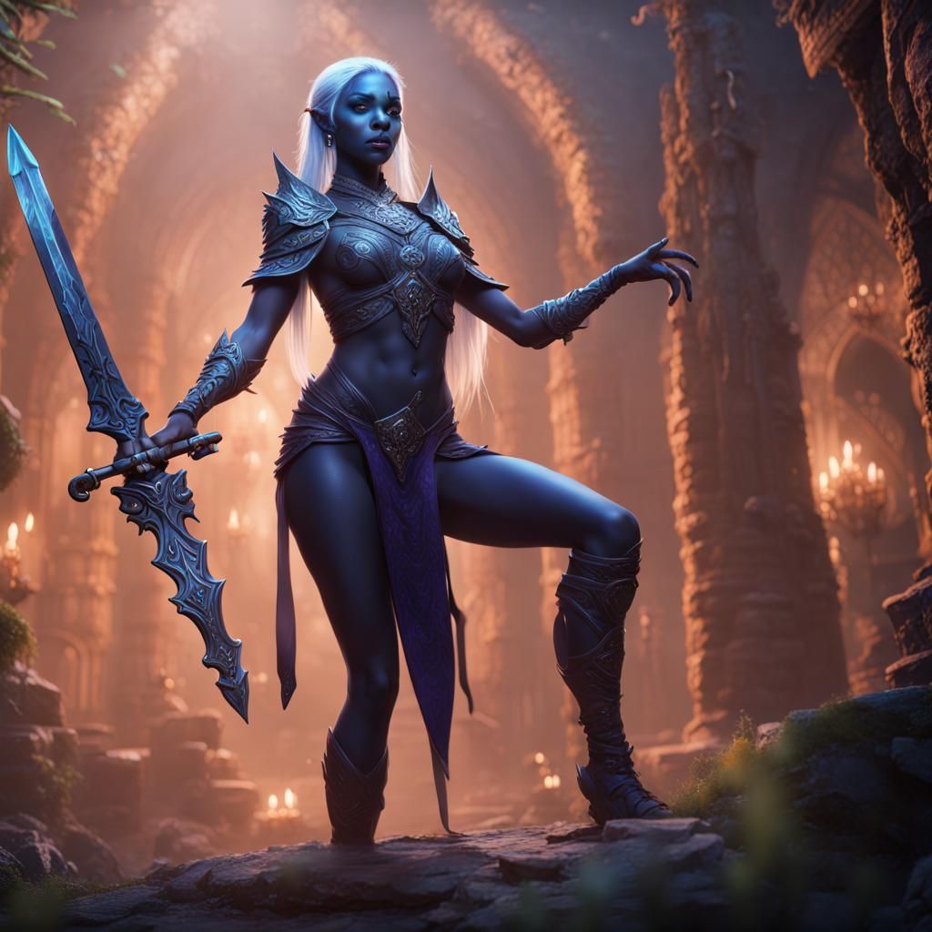 Drow Sword Dancer Ritual: Fantasy Concept Art