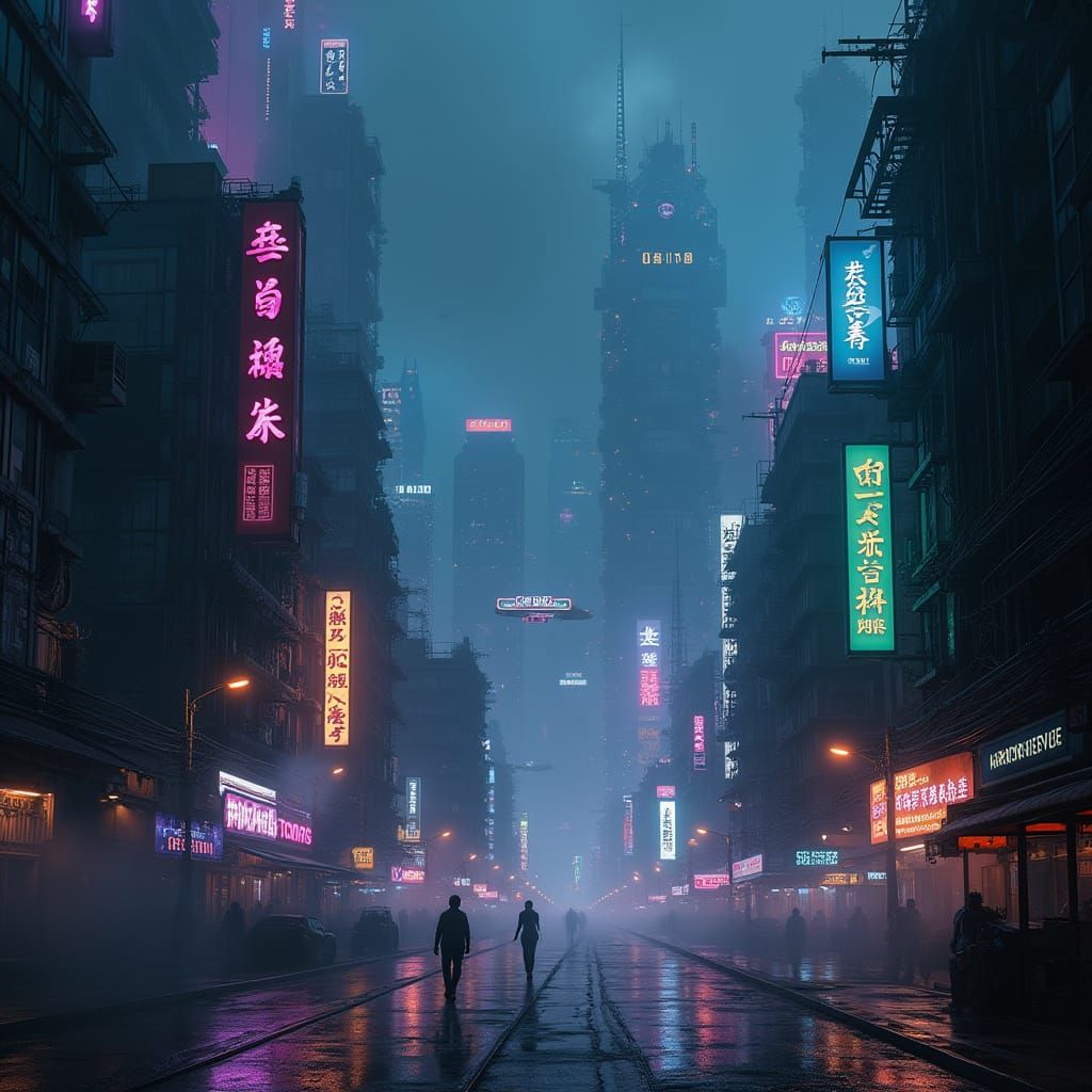 Cyberpunk Cityscape with Cinematic Lighting