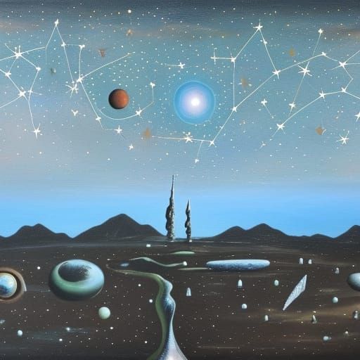 Surreal Night Sky with Melting Canvas Effect