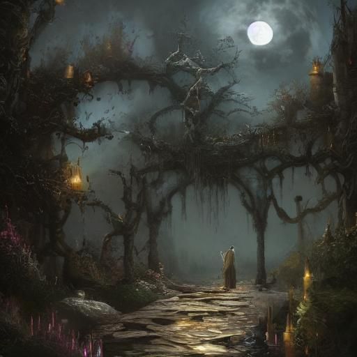 Dramatic Transformation Under Full Moon: Fantasy Concept Art