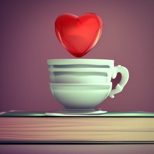 Heart Bubble in Chibi Teacup: 3D Game Render
