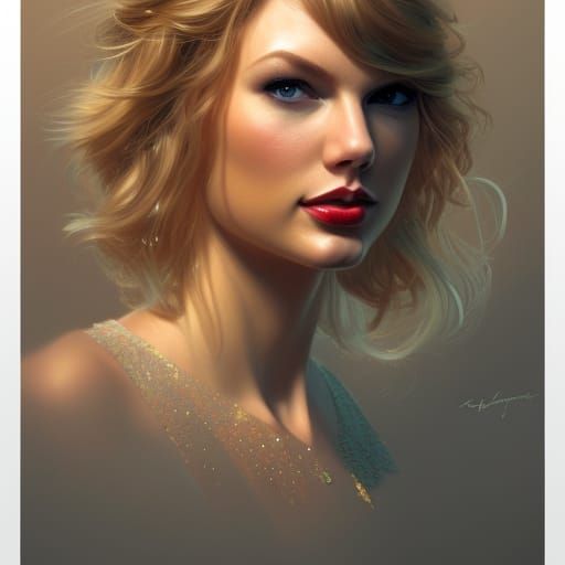 Golden Portrait of Taylor Swift in Art Nouveau Style