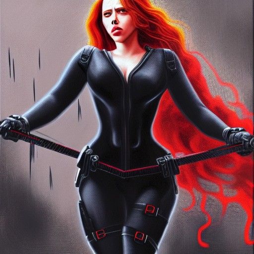 Scarlett Johansson as Black Widow as if painted by da Vinci ...