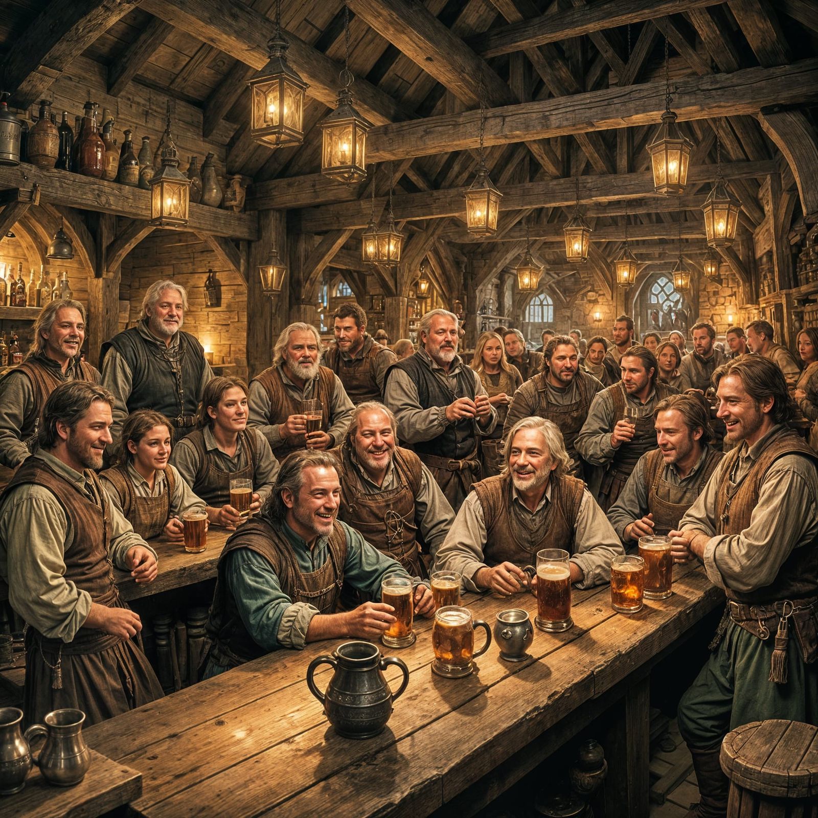 Medieval Tavern Scene: Uplifting Fantasy Atmosphere