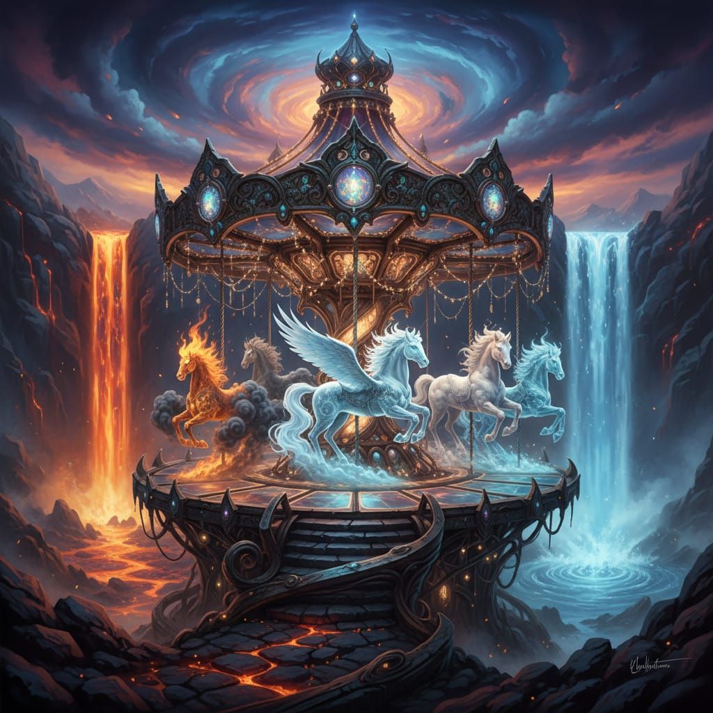Fantastical Elemental Carousel on Mountaintop