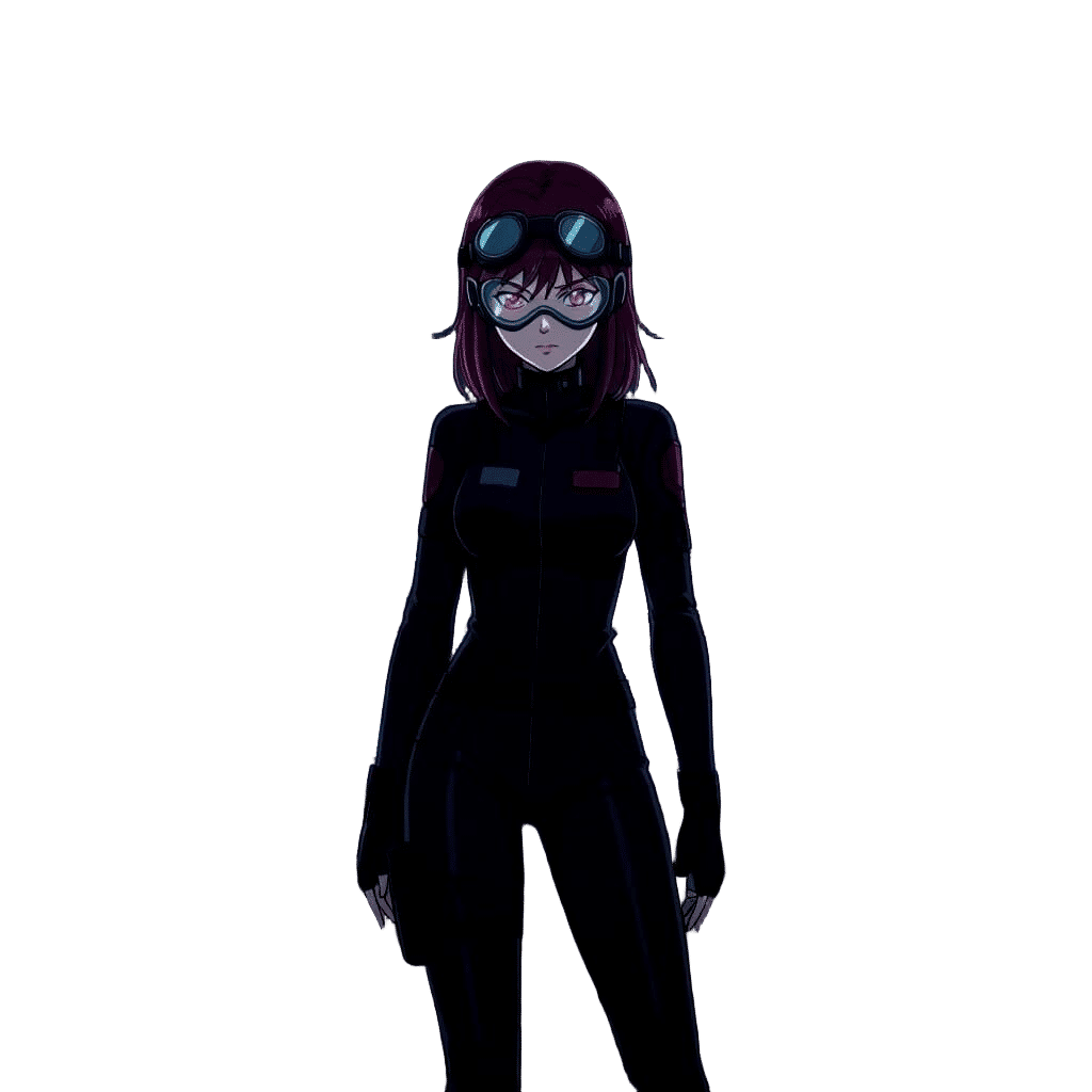 Anime Spy Girl in High-Tech Lab at Night