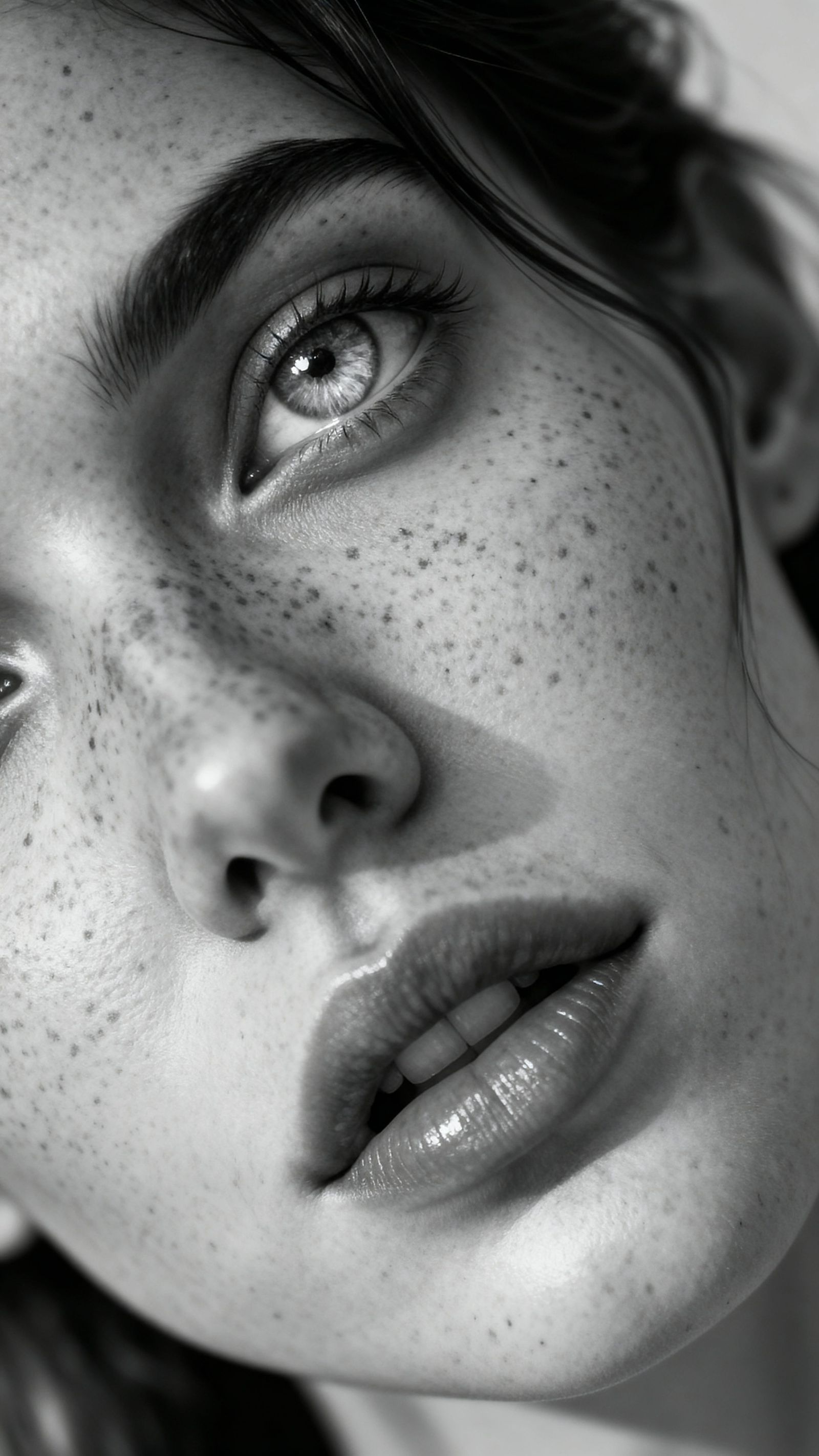 Emotional Close-Up Portrait of a Freckled Woman