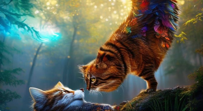 Cat on Pillow: Hyperrealistic Mixed Media Ink Painting