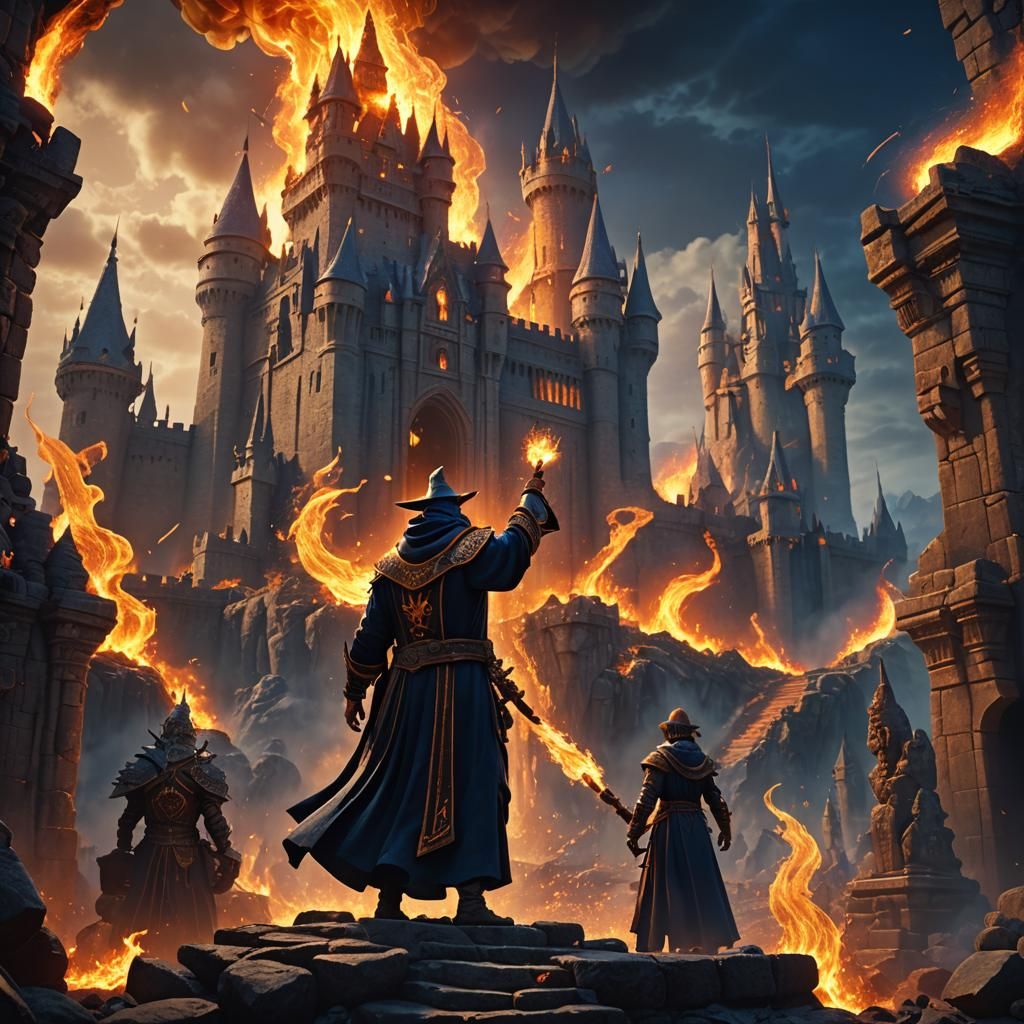 Elemental Fire Wizard in Kingdom Battle Scene