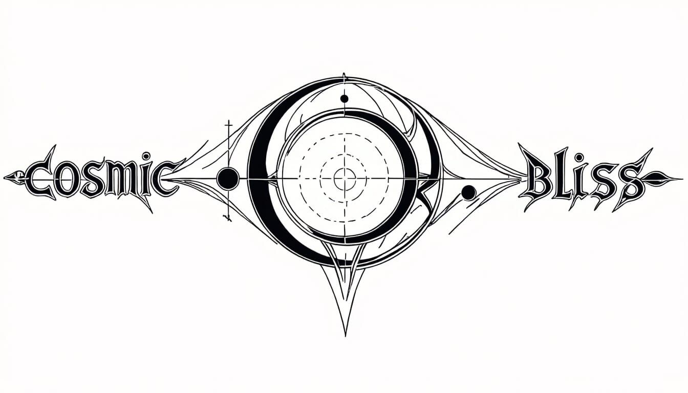 Cosmic Bliss Black Metal Logo with Sophisticated Geometry
