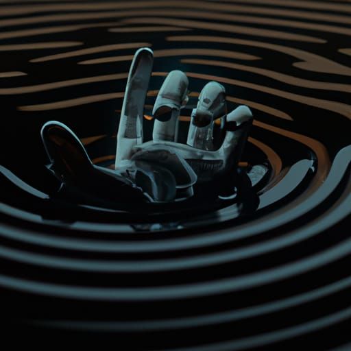 Disembodied Arm Emerges From Rippling Void in Digital Art