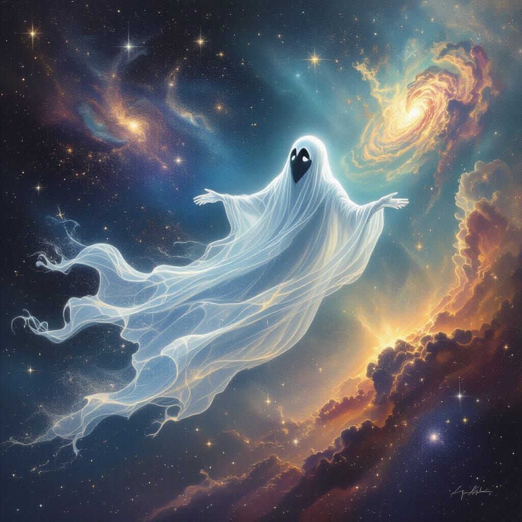 Ethereal Ghost Drifting Through the Cosmos