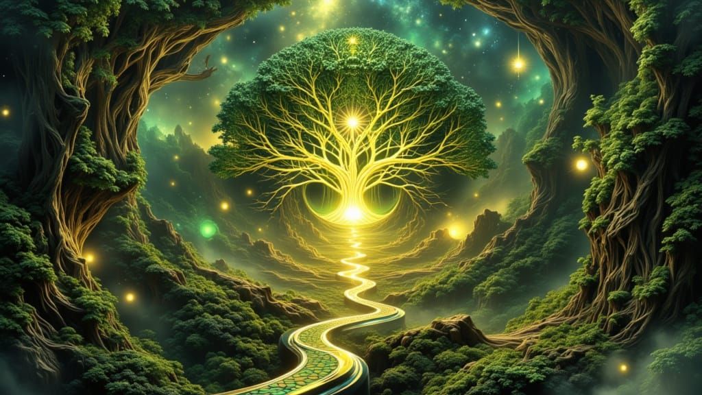 Lush Forests Merge With Spiritual Dimensions