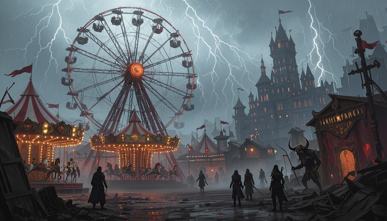 Dark Carnival in Steampunk City of Nightmares