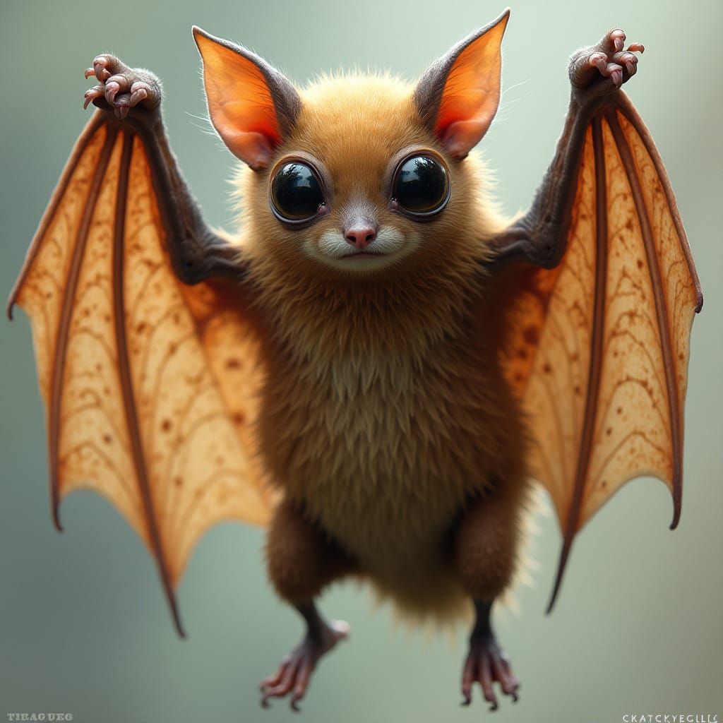 Realistic Hybrid Fruit Bat and Sugar Glider in a Fantastical...
