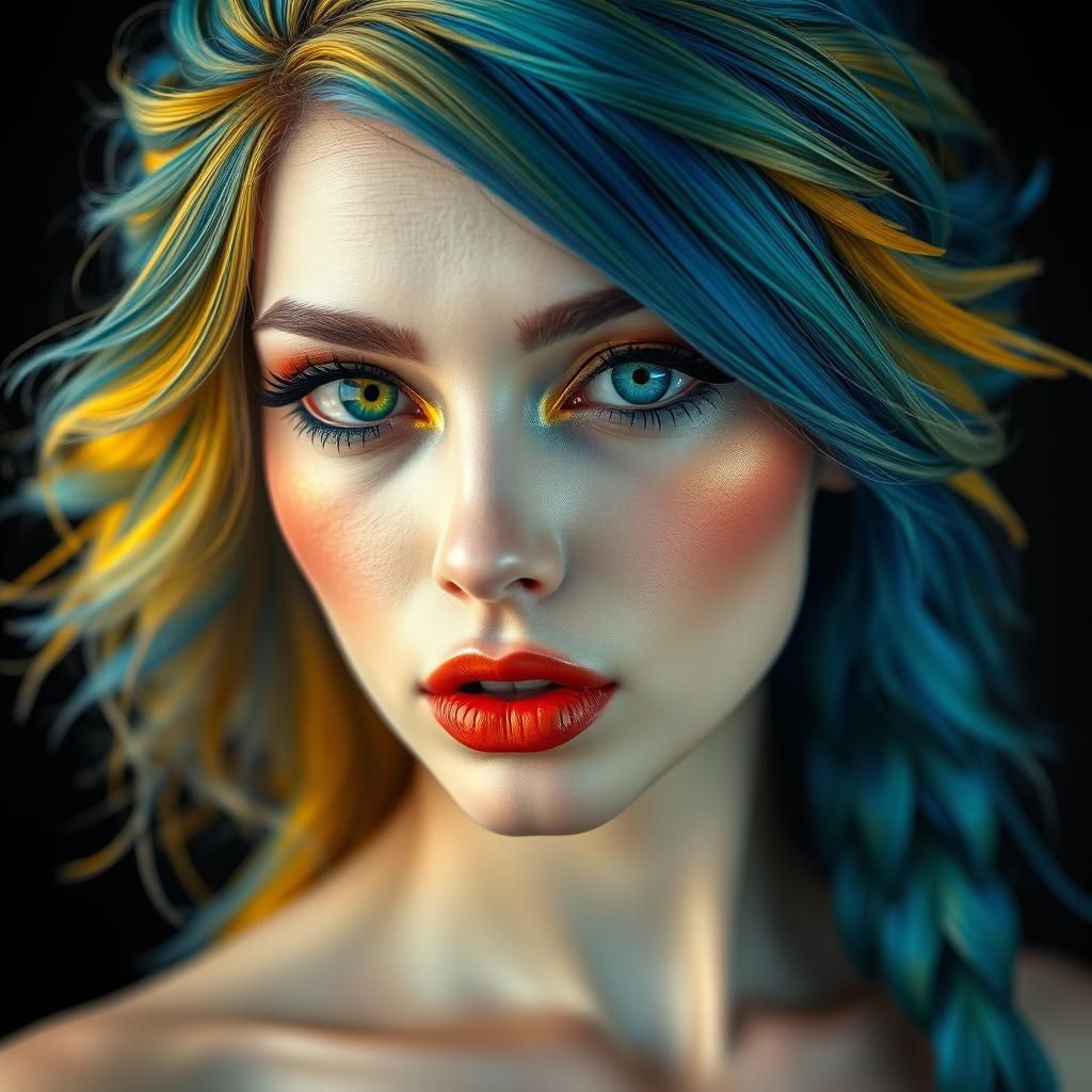 Stunning Woman with Rose-Gold Skin in Art Nouveau Style