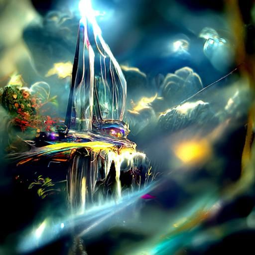 Nebula Soda Waterfall in Surrealist Style