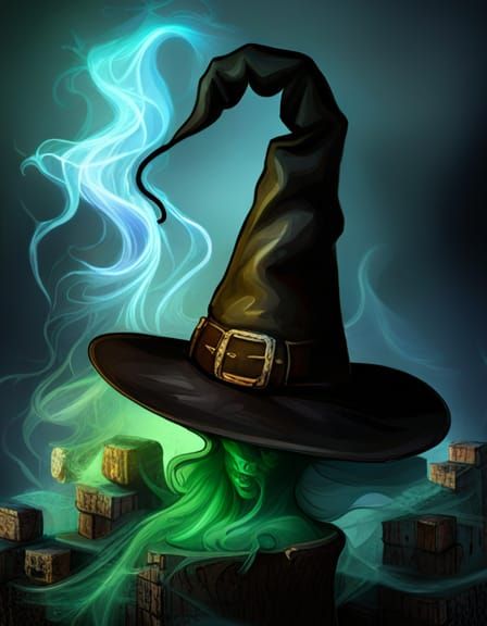 Magical Witch Hat with Plasma Energy and Cat