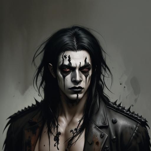 Gothic Scumbling Portrait of a Man in Bronze and Black