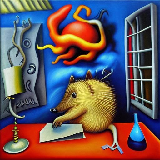 Hedgehog Hedgefund in Surreal Allegorical Scene