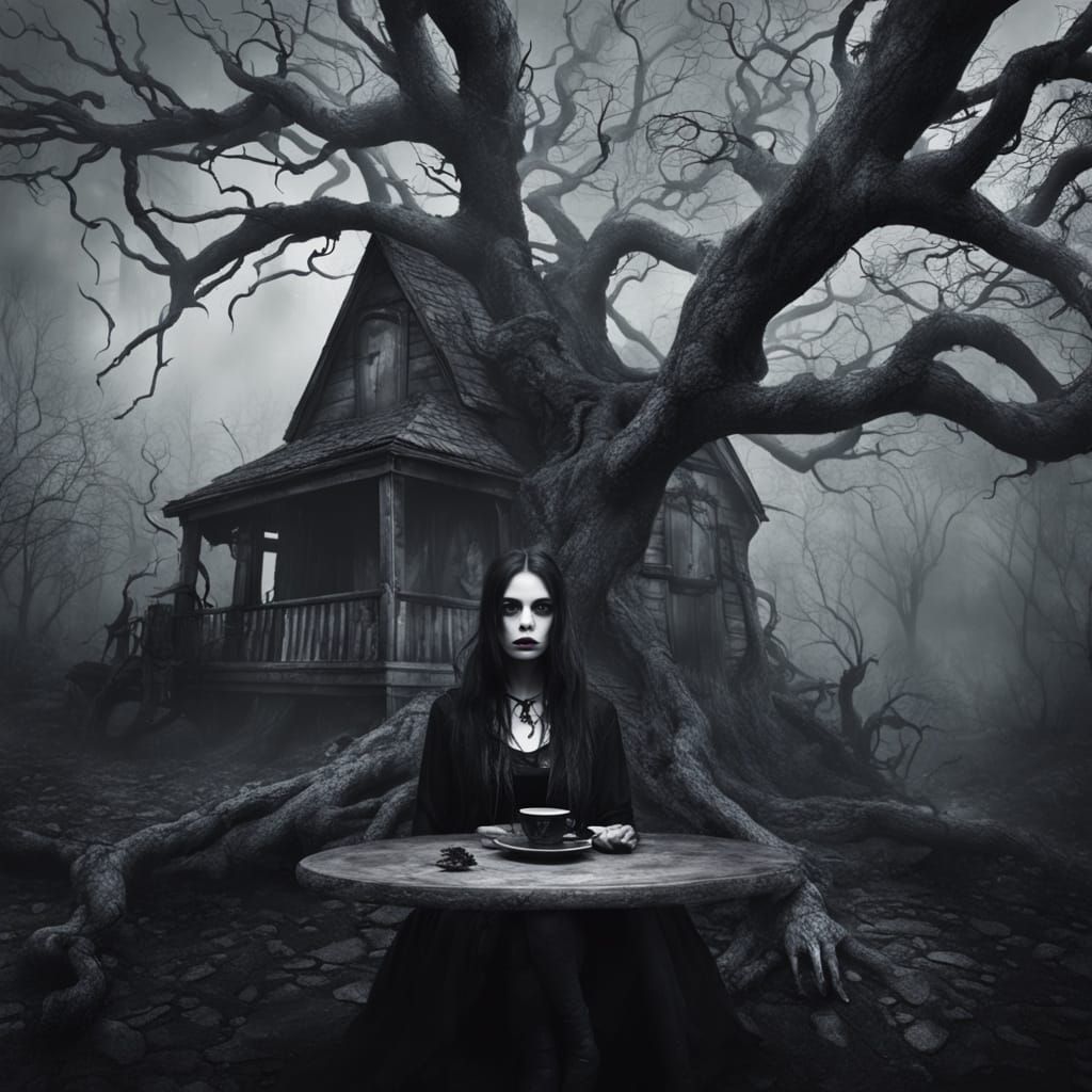 Dark Goth Fashion in Moody Greyscale Photography