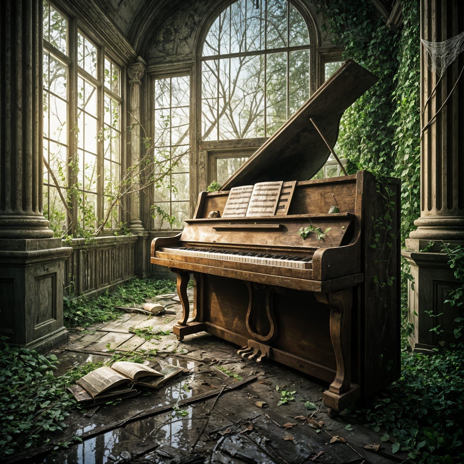 Ruined Piano in a Winter Wonderland