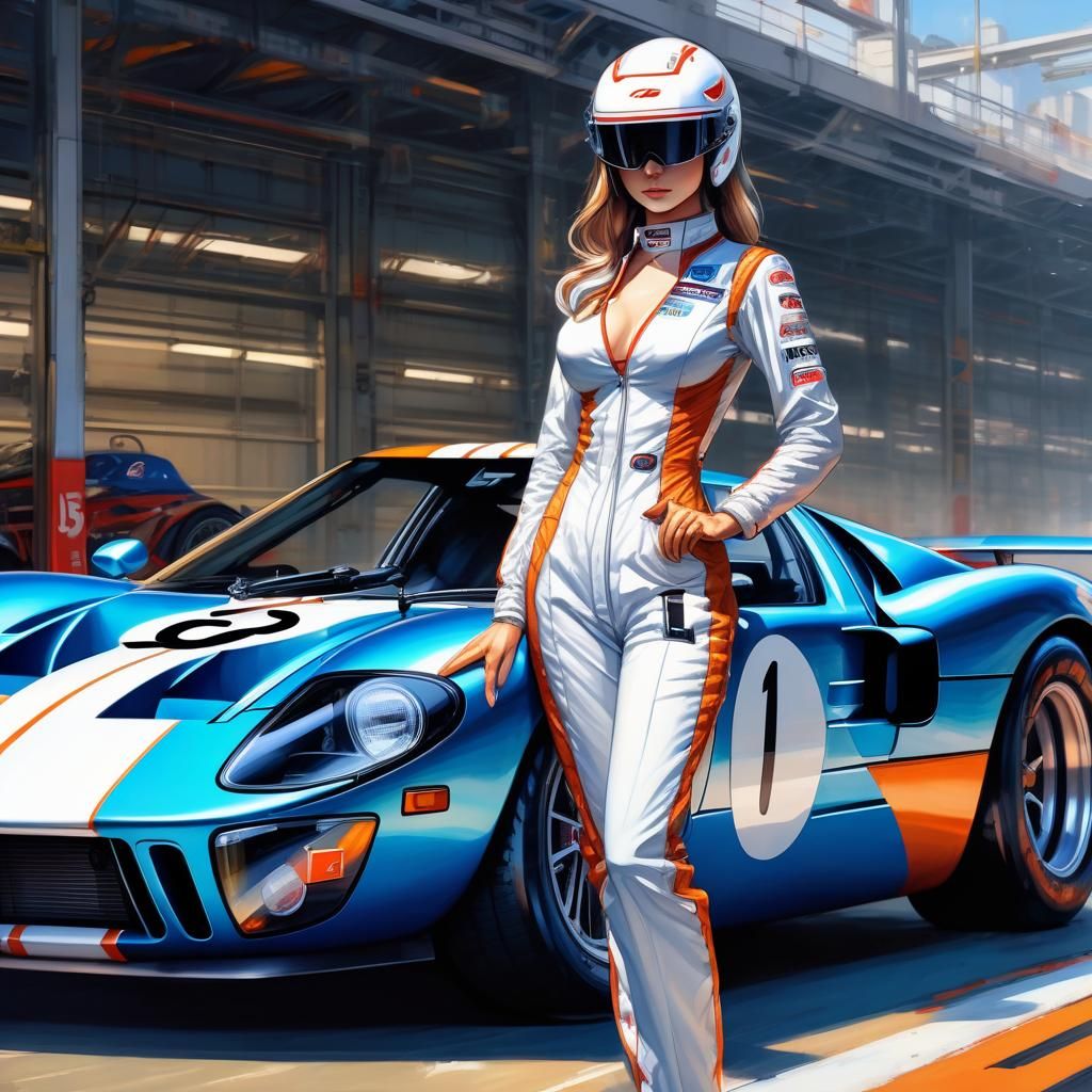Alluring Racer in Manga Style with GT40